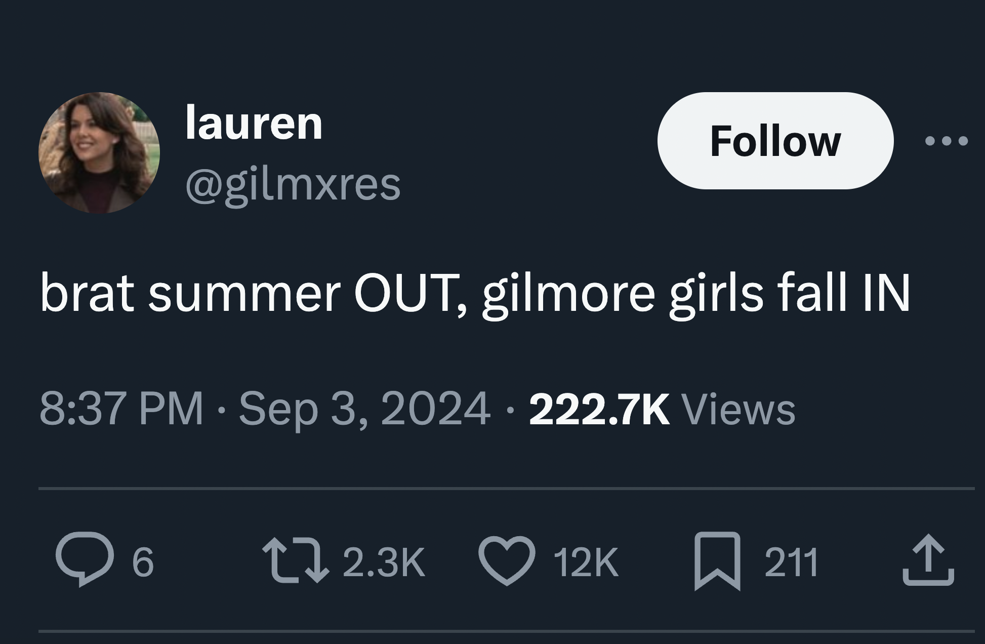 screenshot - lauren brat summer Out, gilmore girls fall In Views > 6 12K 211